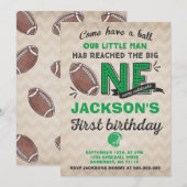 Football Verjaardag Uitnodiging Football 1e Verjaa (Voorkant / Achterkant)