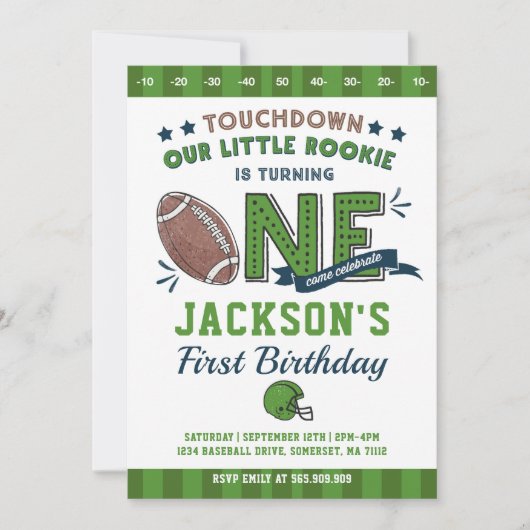 Football Verjaardag Uitnodiging Football 1e Verjaa (Voorkant)