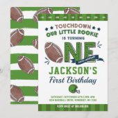 Football Verjaardag Uitnodiging Football 1e Verjaa (Voorkant / Achterkant)