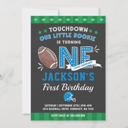 Football Verjaardag Uitnodiging Football 1e Verjaa (Voorkant)