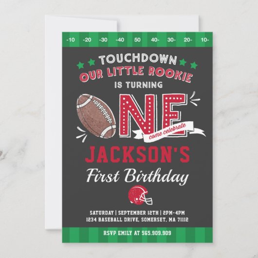 Football Verjaardag Uitnodiging Football 1e Verjaa (Voorkant)