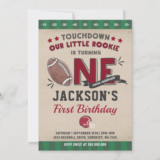 Football Verjaardag Uitnodiging Football 1e Verjaa (Voorkant)
