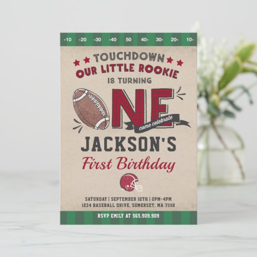 Football Verjaardag Uitnodiging Football 1e Verjaa (Staand voorkant)