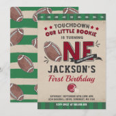 Football Verjaardag Uitnodiging Football 1e Verjaa (Voorkant / Achterkant)