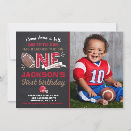 Football Verjaardag Uitnodiging Football 1e Verjaa (Voorkant)