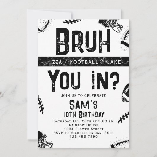 Football Verjaardag Uitnodiging Jongens Bruh Uitno (Voorkant)
