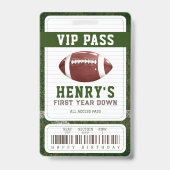 Football Verjaardag Vip Pass Jongen 1e Verjaardag Badge (Back)