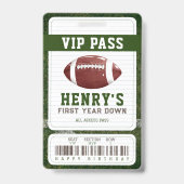 Football Verjaardag Vip Pass Jongen 1e Verjaardag Badge (Front)