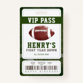 Football Verjaardag Vip Pass Jongen 1e Verjaardag Badge (Achterkant)