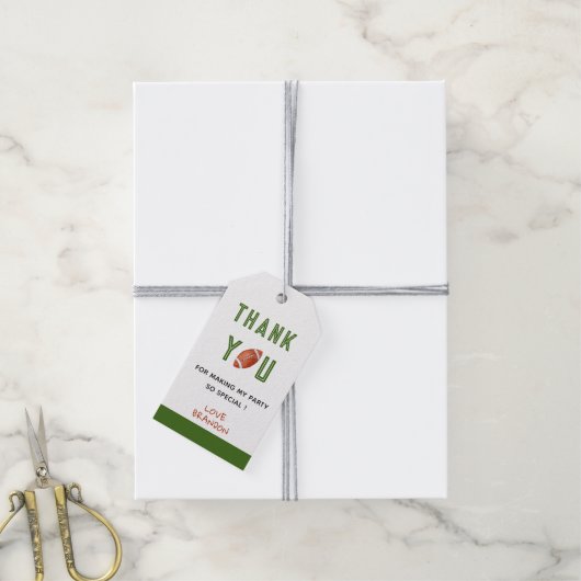 Football Verjaardagsfeest Dank u labels Cadeaulabel (Met Touw)