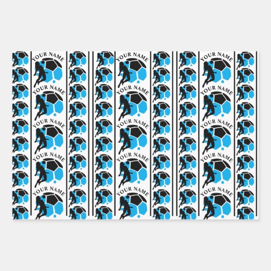 Football Verjaardagsfeest, Football Girl Player Inpakpapier Vel (Voorkant 3)