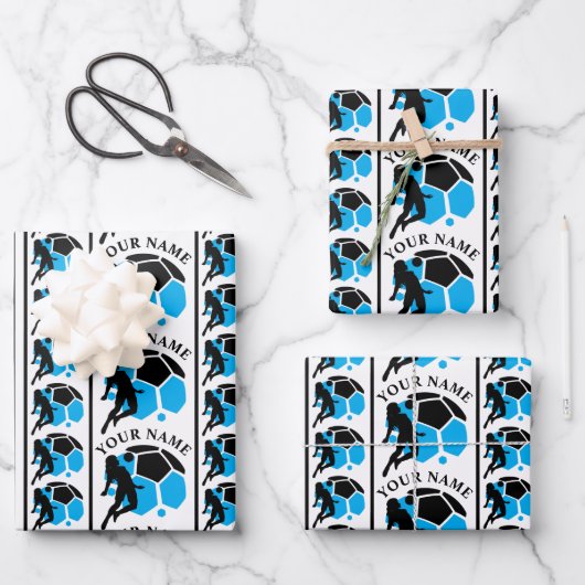 Football Verjaardagsfeest, Football Girl Player Inpakpapier Vel (Voorkant)