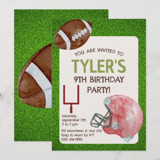 Football Verjaardagsfeest Verticale Uitnodiging (Voorkant / Achterkant)