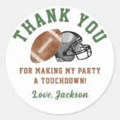 Football Verjaardagsfeestje Classic Ronde Sticker (Voorkant)