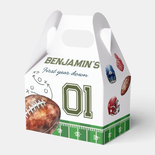 Football verjaardagsfeestje dank je bedankdoosjes (Voorkant Zijde)