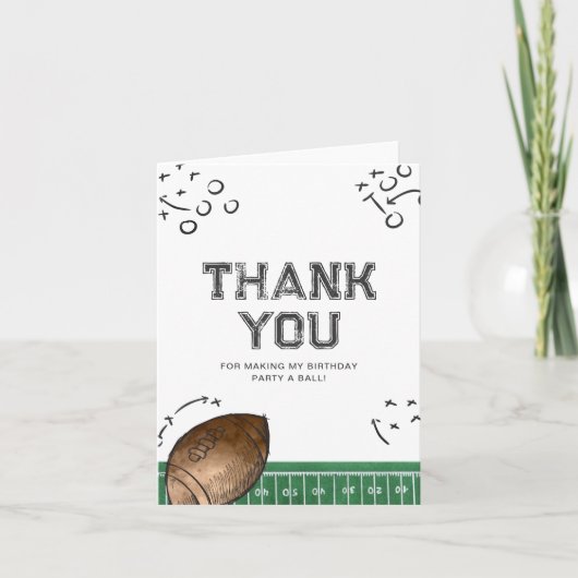 Football Verjaardagsfeestje Dank je kaart (Voorkant)