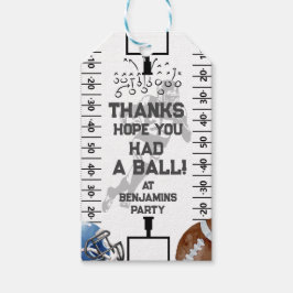Football verjaardagsfeestje dank je wel gunst cadeaulabel