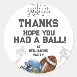 Football verjaardagsfeestje dank je wel gunst ronde sticker