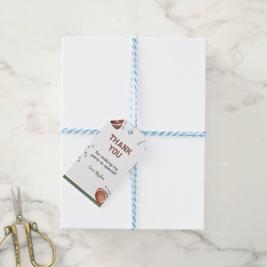 Football Verjaardagsfeestje Dank u Label Cadeaulabel (Met Touw)