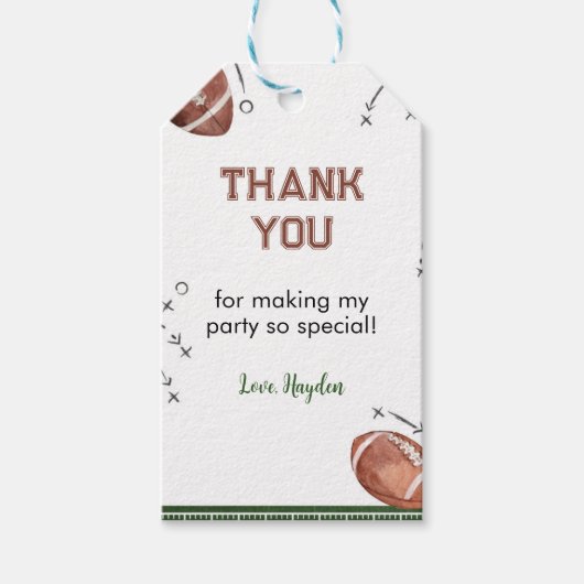 Football Verjaardagsfeestje Dank u Label Cadeaulabel (Voorkant)