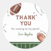Football Verjaardagsfeestje Dank u Sticker (Voorkant)