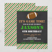 Football verjaardagsfeestje groen zwart krijtbord  kaart (Voorkant / Achterkant)