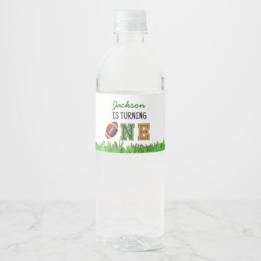 Football Verjaardagsfeestje Waterflesetiket Waterfles Etiket (Voorkant)