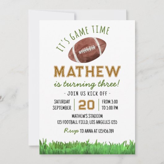 Football Verjaardagsfeestuitnodiging Alle leeftijd Kaart (Voorkant)