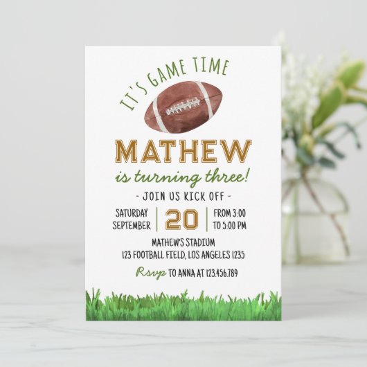 Football Verjaardagsfeestuitnodiging Alle leeftijd Kaart (Staand voorkant)