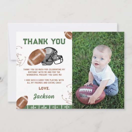 Football Verjaardagsfoto Bedankkaart (Voorkant)