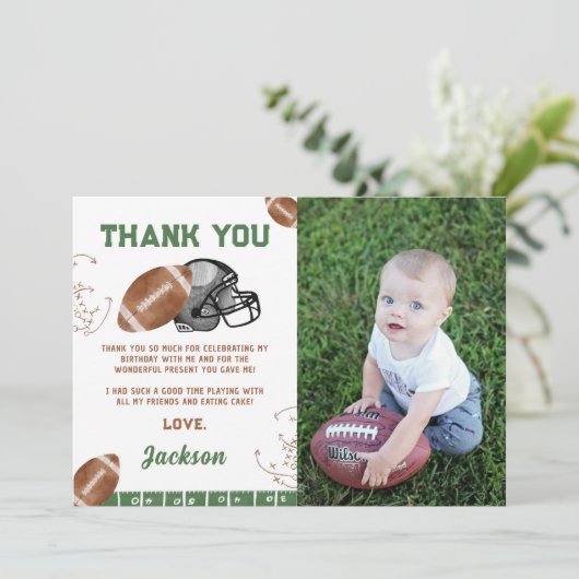 Football Verjaardagsfoto Bedankkaart (Staand voorkant)