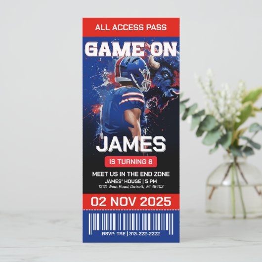 Football verjaardagsuitnodiging: digitale download kaart (Staand voorkant)