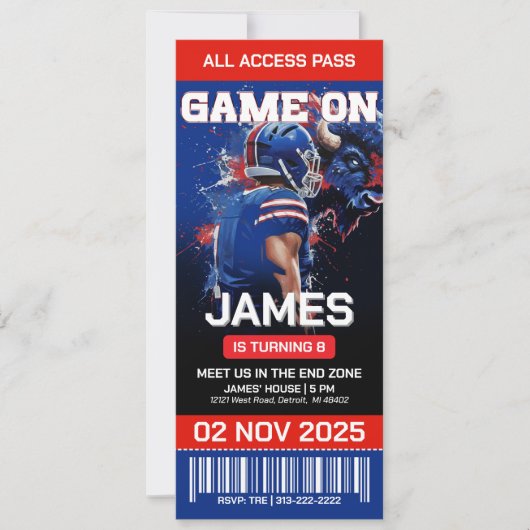 Football verjaardagsuitnodiging: digitale download kaart (Voorkant)