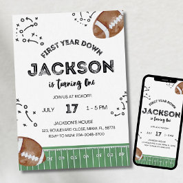 Football verjaardagsuitnodiging, eerste jaar naar  kaart