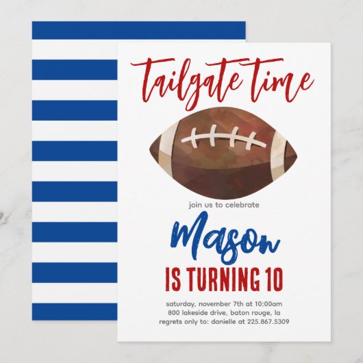 Football verjaardagsuitnodiging kaart (Voorkant / Achterkant)