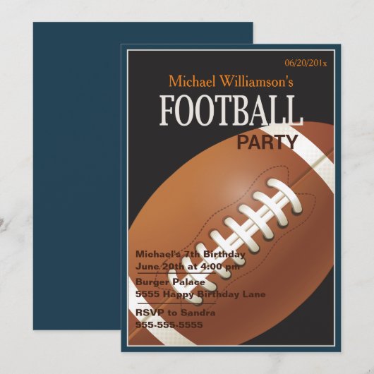 Football verjaardagsuitnodiging kaart (Voorkant / Achterkant)