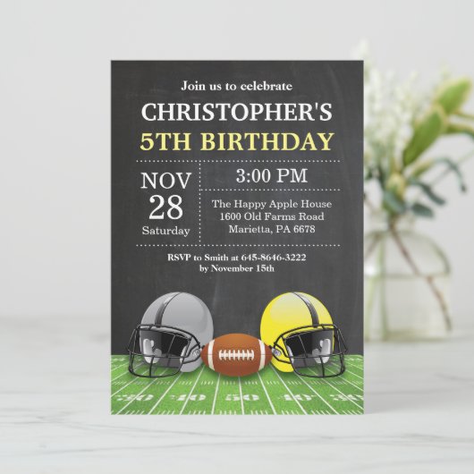 Football Verjaardagsuitnodiging Verjaardagsfeest G Kaart (Staand voorkant)