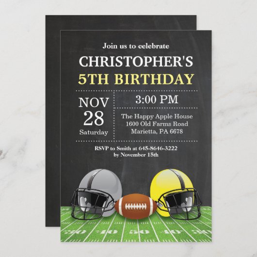 Football Verjaardagsuitnodiging Verjaardagsfeest G Kaart (Voorkant / Achterkant)