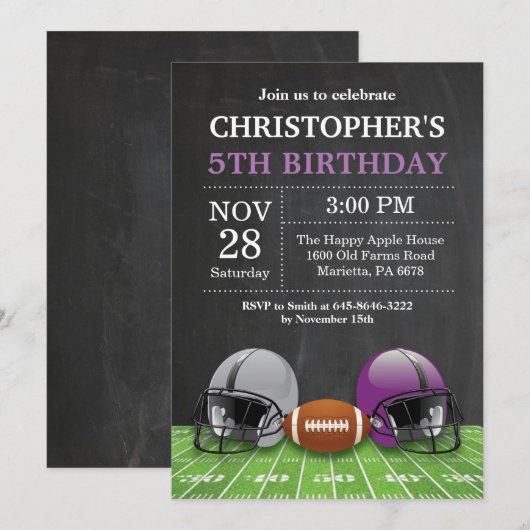 Football Verjaardagsuitnodiging Verjaardagsfeest P Kaart (Voorkant / Achterkant)