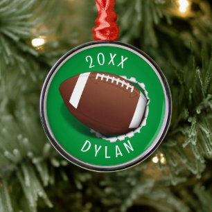 Football verscheuren kerst metalen ornament