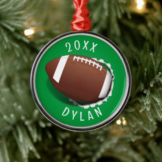 Football verscheuren kerst metalen ornament (Boom)