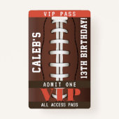 Football VIP Pass Badge Birthday Party (Achterkant)