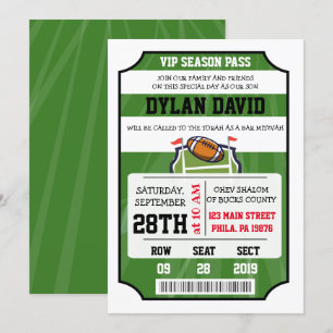 FOOTBALL VIP TICKET Bar Bat Mitzvah Uitnodiging