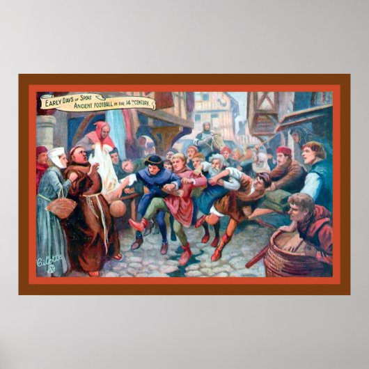 Football Voetbal 14e eeuw - 1908 Kunstdrukkopie Poster (Voorkant)