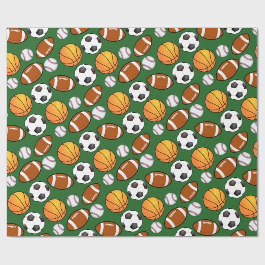 Football voetbal Baseball Sportthema Cadeaupapier (Vlak)