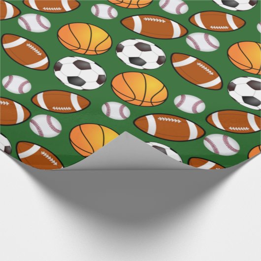 Football voetbal Baseball Sportthema Cadeaupapier (Hoek)