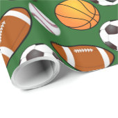 Football voetbal Baseball Sportthema Cadeaupapier (Rol Hoek)