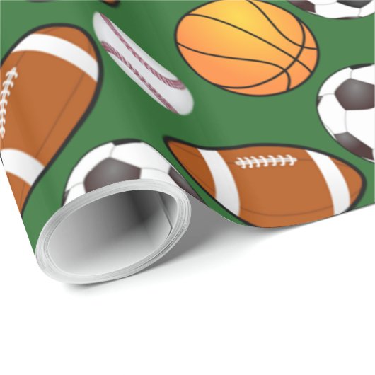 Football voetbal Baseball Sportthema Cadeaupapier (Rol Hoek)