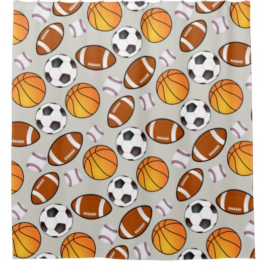 Football voetbal Baseball Sportthema Douchegordijn (Voorkant)