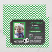 Football Voetbal Birthday Foto uitnodiging (Voorkant / Achterkant)